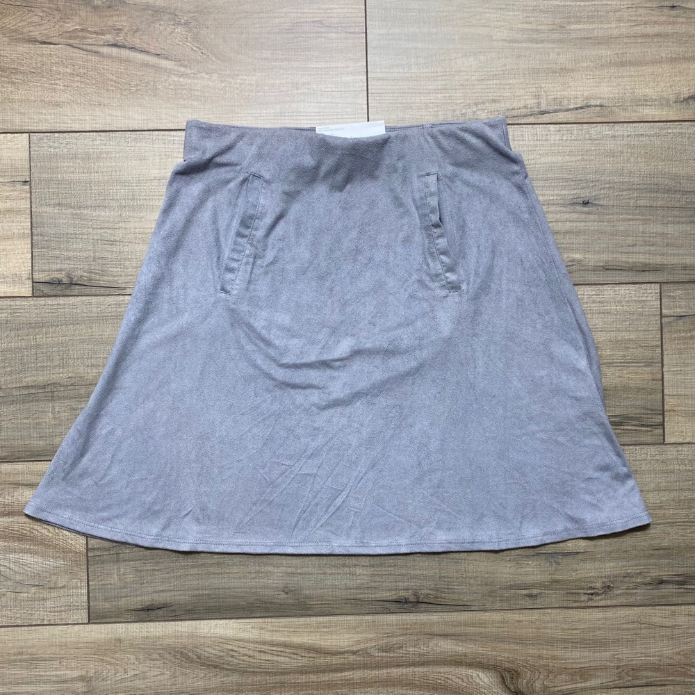 Serra Skirt Womens Faux Suede A-Line Skirt Size Medium 8-10 Gray